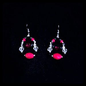 Black, Red, And Clear Wire Earrings❤
